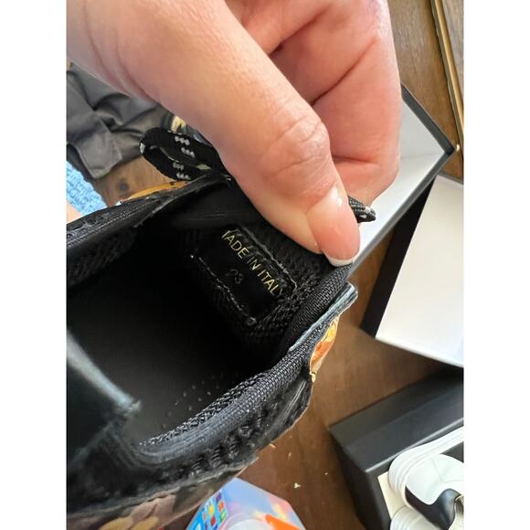 Versace Baroque Gold Accent Black Sneakers Sneakers Size EU 23 - Picture 4 of 4